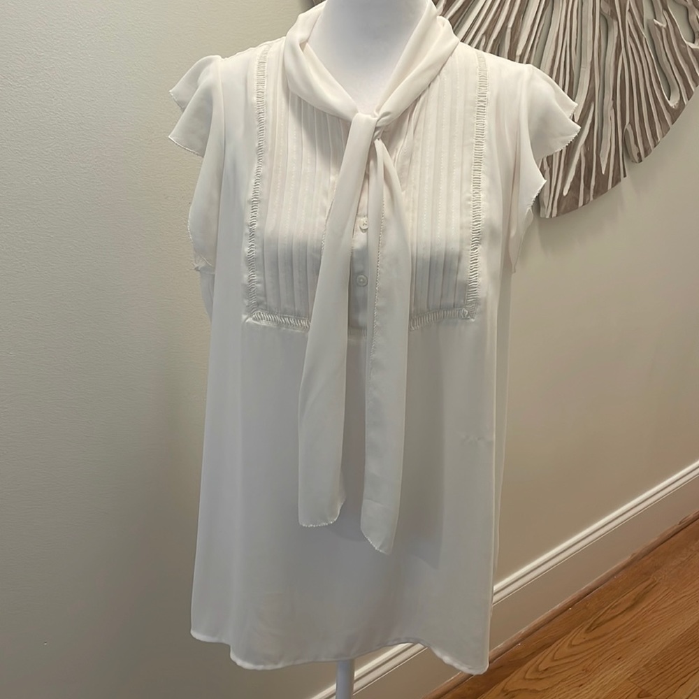 3 for $15 Loft tie neck blouse in cream